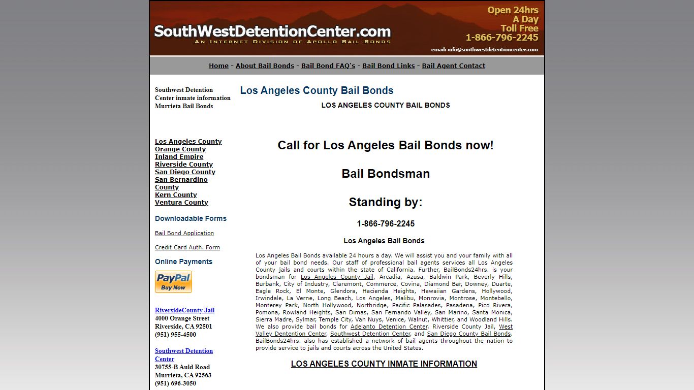 Los Angeles County Bail Bonds - Southwest Detention Center